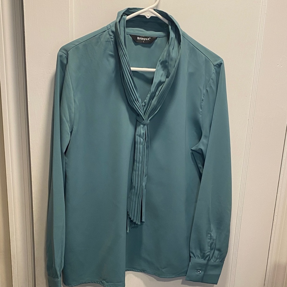 Allegra K Teal Long Sleeve Top